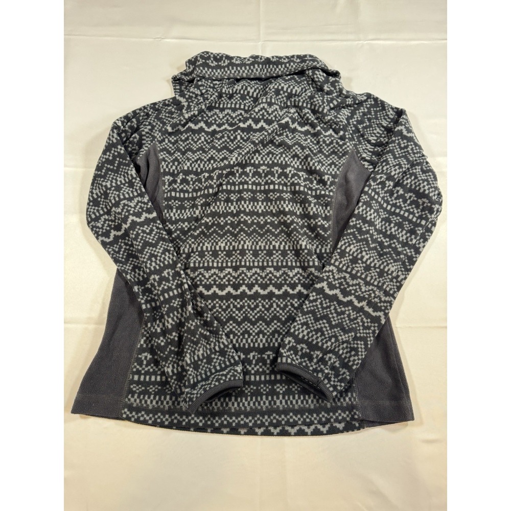 Columbia Women Sweatshirt S Gray Geometric Fleece Activewear Long Sleeve 1/4 Zip - Picture 2 of 3
